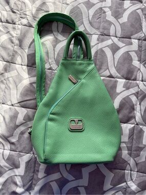 Valentina Green Leather Sling Backpack - Valentina